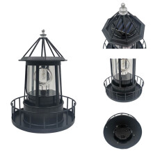 Gyrophare Rotatif en Fer, Décoration Solaire, Phare de Jardin, Lampe de Paysage en Forme de Phare A