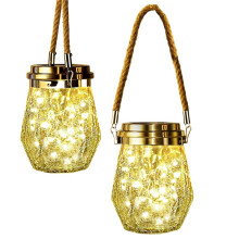 Lot de 2 Lanternes Solaires D'Extérieur, Lampes Solaires Suspendues Étanches, Lanternes Décoratives pour Jardin