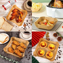 Airfryer Wegwerp Papieren Voering Vierkant, Perkamentpapier, Non-Stick Airfryer Liners, Bakpapier voor Air Fryer 150 Stuks