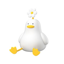 Veilleuse Fleur Canard, Veilleuses en Silicone 3 Couleurs, Lampe Mignonne Rechargeable 1200 MAh, Veilleuse avec Minuterie pour Salon