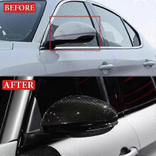Conjunto de 2 capas de acabamento para espelhos retrovisores laterais compatíveis com Alfa Romeo Giulia 2017-2020 em ABS pret
