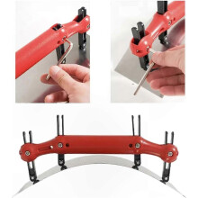 Espátula raspadora curva ajustável, ferramenta para gesso em aço carbono com cabo antiderrapante.