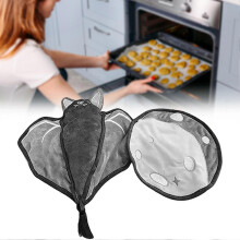 Batlicious Ovenwanten & Pannenlappen Set - Gotisch Vleermuis- & Maandesign, Hittebestendige Keukenhandschoenen voor Bakken, Kok