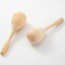 Conjunto de 10 maracas de madeira para percussão manual, com som nítido, ideais para lembrancinhas de festas musicais.