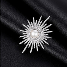 Rhinestone Alloy Sunflower Brooch Pin for Women - Unisex Starry Pearl Accessory