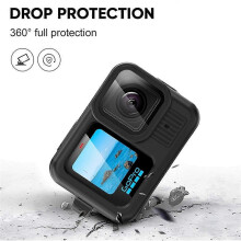 Compatibel met GoPro Hero 13 Black waterdichte hoes met borstband, gehard glazen schermbeschermer en selfiestick.