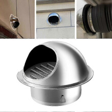 Ronde, geborstelde, roestvrijstalen wandventilator met afgeronde rand, nieuw model 2026 (100 mm)