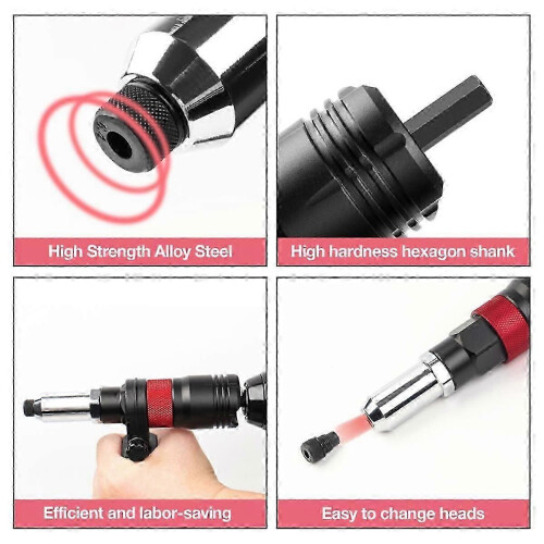 2.4-6.4mm Electric Rivet Nut Adapter Automatic Riveting Nail Cordless Riveting Tools with Wrench and Handle 1