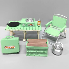 8-delige mini-meubelset, miniatuur kampeeruitrusting, mini-campingtafels en -stoelen, gasfornuis, opbergdoos voor koekenpannen,