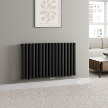 Horizontal Central Connection Radiator Black Double Oval Tube 600 x 1020 mm