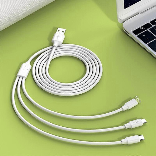 Datakabel 3-in-1 Universeel 1m 8-pins Type-C Micro USB Snellaadkabel Compatibel met iPhone JIKAIX 1