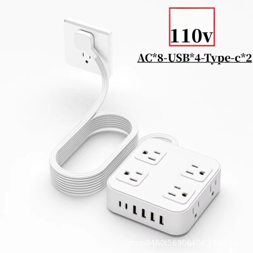 110V socket panel independent switch USB extension cord intelligent home multifunctional high-power socket extender（US stand 2