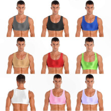 Camiseta sin mangas de gimnasio para hombre, cuello redondo, camiseta deportiva ajustada, top corto
