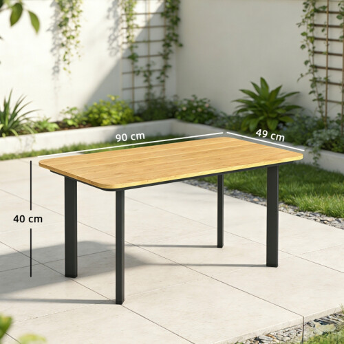 Brown WPC Garden Coffee Table with Metal Frame 2