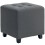 (Grey, Polyester) Grey Square Linen Footstool with Side Pocket 1