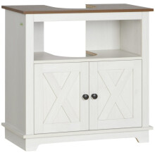 (White, Engineered Wood) White Under-Sink Vanity Unit 60x30x60cm
