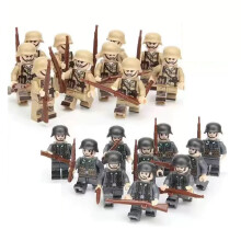 20PCS War II the British and German armies Desert Military Sodiers Weapons Minifigures Kids Toys Gifts