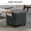 (Grey, Polyester) Grey Square Linen Footstool with Side Pocket 5