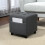 (Grey, Polyester) Grey Square Linen Footstool with Side Pocket 2