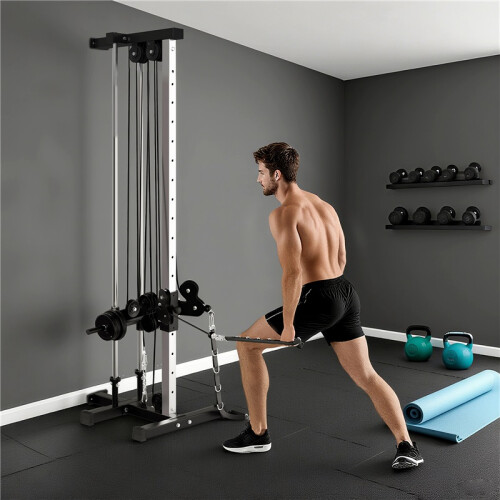 Wall Mount Cable Machine, 15 Positions Adjustable Cable Crossover Machine Dual Pulley System for Home Gym 2