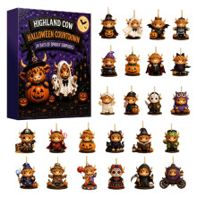 (A) Acrylic Pendant Halloween Layout Pumpkin Cat Witch Courtyard Ornament