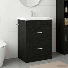 vidaXL Bathroom Under Sink Cabinet Black Oak 56 x 37.5 x 81 cm