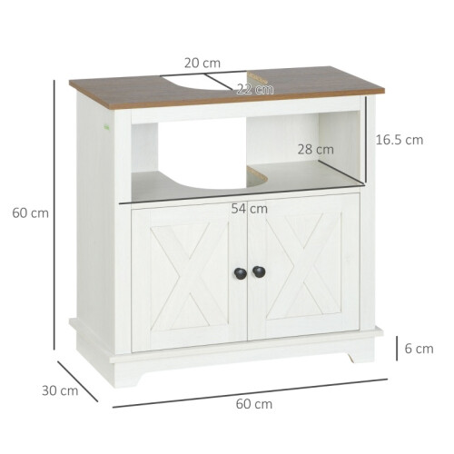 (White, Engineered Wood) White Under-Sink Vanity Unit 60x30x60cm 2