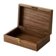 Caja de Madera Maciza Vintage de Nogal para Guardar Artículos de Escritorio, Cosméticos y Joyas.