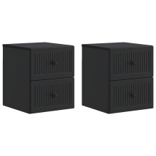 vidaXL Wall-Mounted Bedside Cabinet 2 pcs Black 33 x 34.5 x 40 cm