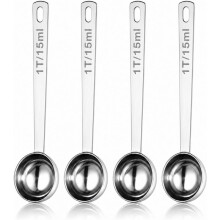Cuillères à Café 4 Pièces, Cuillères à Mesurer en Acier Inoxydable de 1 Cuillère à Soupe (15 Ml) avec Long Manche, pour Café Moulu, Thé