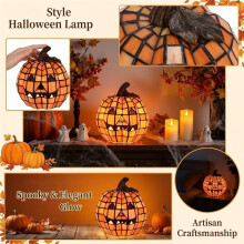 Stained Pumpkin Lamp -Halloween Decorations for Home and Holiday Parties L