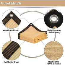 Filet D'Ombrage avec Œillets 2x 3 Mètres, Filet D'Intimité Certifié 95% D'Ombrage avec Mousquetons pour Serre, Jardin et Patio
