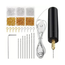 Electric Resin Drill Set, 312 Pcs Drill with 10 Bits, 300 Gold Silver Eye Screws for DIY Keychain Art Making