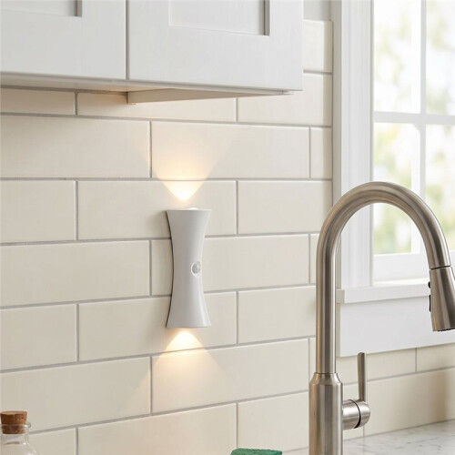 Motion Sensor Wall Light - Wireless Rechargeable Magnetic Sconce with 3 Color Modes for Home White 1