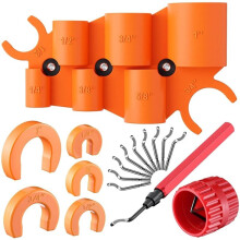 18 Pcs Complete Plumbing Tool Kit,Pipe Depth Gauge, Reamer & 10 Spare HSS Blades for Copper/PVC/PEX/CPVC