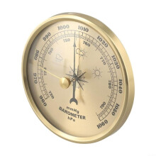 Plate Type Barometer Replacement Part with Thermometer and Hygrometer for Home Weather Station, Gold Metal