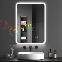 70 x 50cm LED Bathroom Mirror, with Bluetooth - Silver Tone