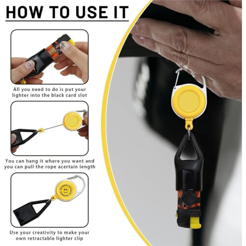 8 Pcs Retractable Lighter Clip, Lighter Holder Keychain with Clip (8 Colors)