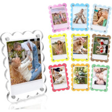 10 Pack 2.36 X 3.54 Inch Acrylic Fridge Magnetic Frame Scalloped, Double Sided Frame, Magnet Picture Frames