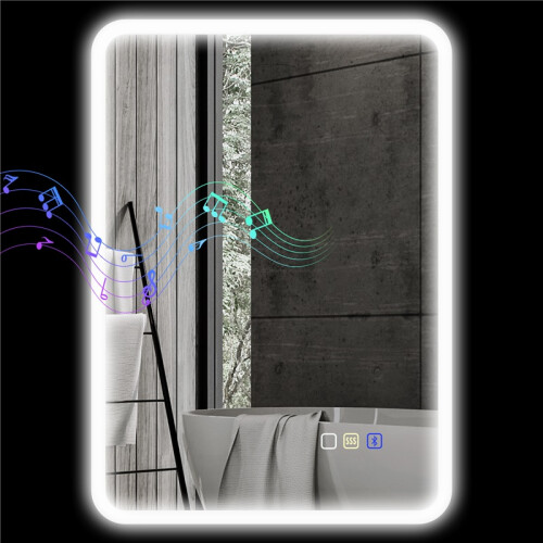 70 x 50cm LED Bathroom Mirror, with Bluetooth - Silver Tone 1