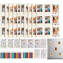 36PCS Magnetic Wooden Picture Frames 3.75"X2.55", DIY Unfinished Wood Photo Frame Kit, Paintable Fridge Magnets