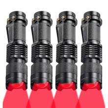 Lampe de Poche LED à Mode Unique 4 Pièces avec Filtre en Lentille Rouge Évolutif pour L'Astronomie Nocturne et L'Aviation