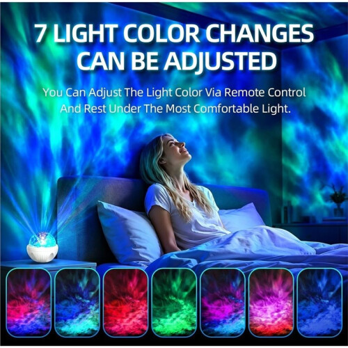 Water Reflection Night Light Projector with Remote Control, Adjustable Color, Brightness and Movement Speed 2