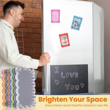 10 Pack 2.36 X 3.54 Inch Acrylic Fridge Magnetic Frame Scalloped, Double Sided Frame, Magnet Picture Frames