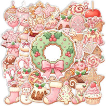 50Pcs Christmas Stickers Waterproof Cute Pastel Vinyl Decals for Water Bottles Laptop Scrapbook