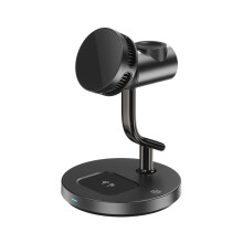 Qi2.2 25W Fast Wireless Charger 3 in 1 Active Cooling Magnetic Stand for 16 15 Watch AirPods Black