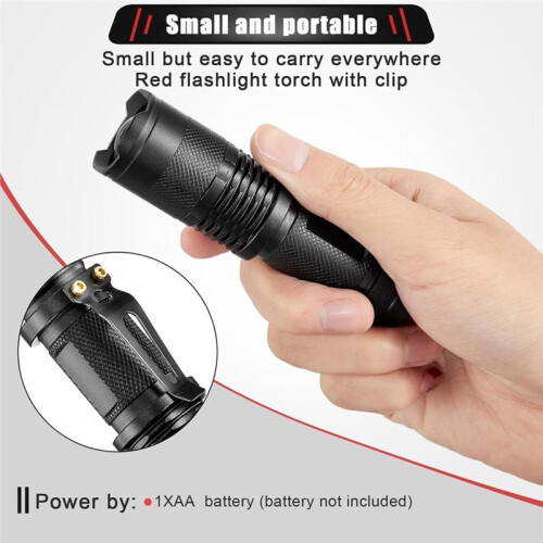 4pcs Red Light Flashlight LED Single Mode Torch 1 Mode Scalable Red Lens Filter Flashlight for Night Astronomy Aviation 2