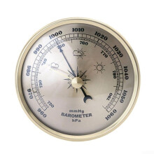 Plate Type Barometer Replacement Part with Thermometer and Hygrometer for Home Weather Station, Gold Metal