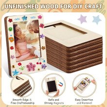 36PCS Magnetic Wooden Picture Frames 3.75"X2.55", DIY Unfinished Wood Photo Frame Kit, Paintable Fridge Magnets
