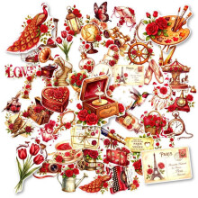 50 Stück Vintage-Rosenaufkleber, Wasserfeste Florale Vinyl-Aufkleber für Scrapbook, Journal, DIY-Bastelarbeiten, Romantische Dekoration
